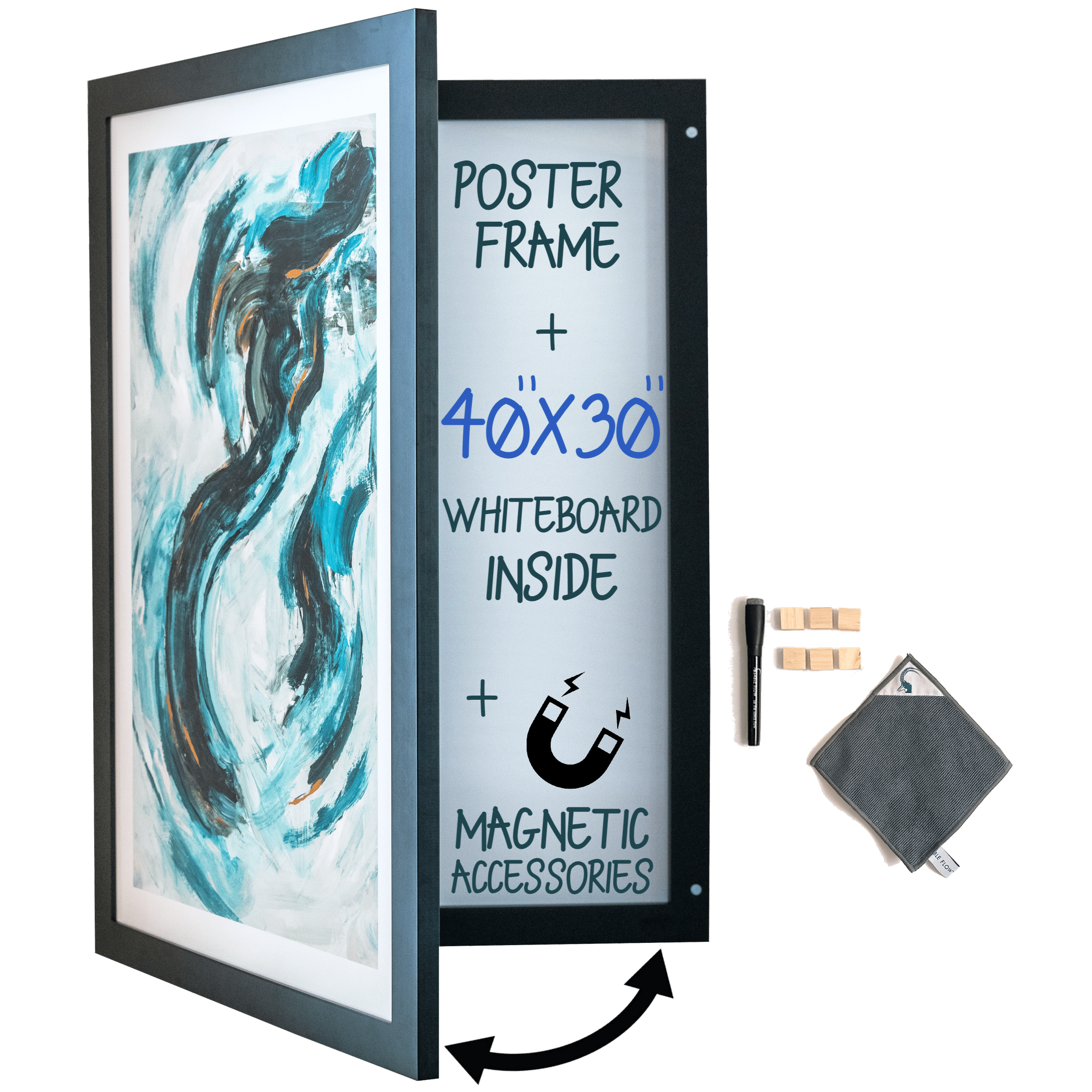 Secret Whiteboard (Large,Black) 20x30 Poster Frame + Hidden