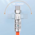 thumbnail image 4 of Cable de datos USB tipo C de 120 W con conector de aleación de zinc y codo giratorio de 180 grados, juego de silicona líquida, carga rápida de 6 A con lámpara, 4 of 6
