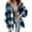 03-Blue, variant on Women's Casual Fashion Plaid Hooded Long-sleeve Buttoned Hooded Thick Sweatshirt Coat Top Pink L