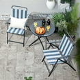 thumbnail image 4 of Gymax 3 Pieces Patio Folding Chair Set w/ 2 Chairs & Glass Round Coffee Table Porch Deck Backyard, 4 of 10