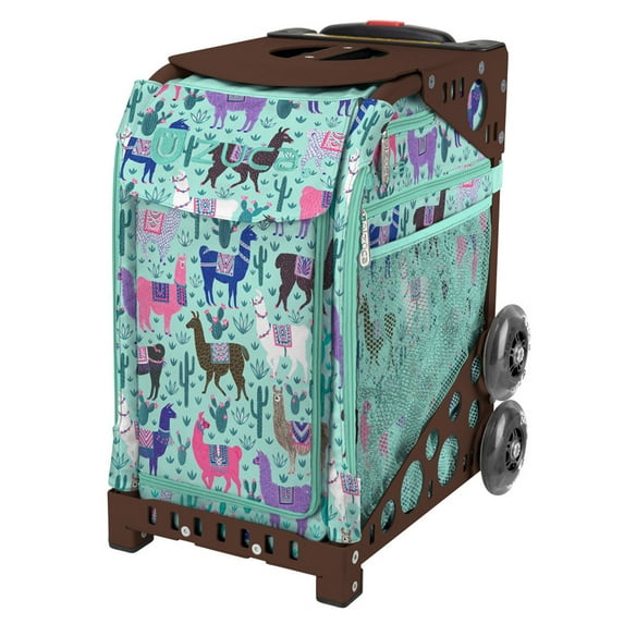 Zuca 18" Sport Bag - Llama Rama with Flashing Wheels (Brown Frame)