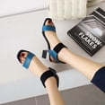 thumbnail image 4 of SACFOF Women's Chunky Low Heel Pump Sandals Peep Toe Ankle Strap Dress Wedding Party Evening Office Shoes Sandals, 4 of 6