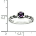 thumbnail image 2 of Checker-Cut Amethyst Sterling Silver Antiqued Ring, 2 of 5