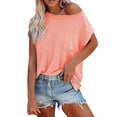 thumbnail image 1 of HXWCHsWomen T-Shirt de Base T-Shirt Décontracté à Manches Courtes pour Femmes avec Poche Coupe Ample Col Ras du Cou Haut Uni de Base T-Shirt Habillé S Rose, 1 of 7
