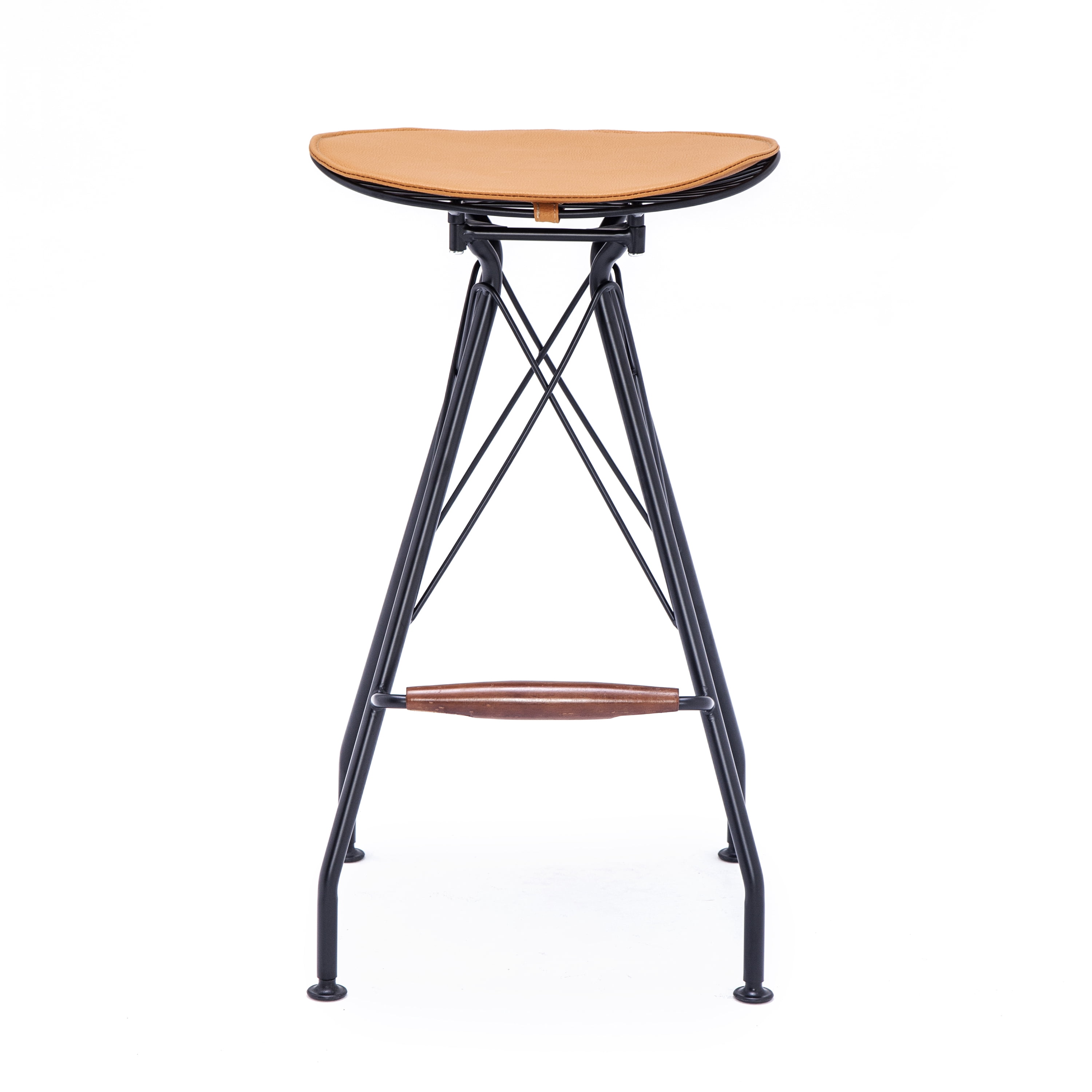 30" Counter Height Bar Stools Set of 2, Industrial Metal Bar Chairs with Faux Leather Seat & Wood Footrest, Farmhouse Kitchen Island Stools