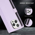thumbnail image 3 of for iPhone 16 Pro Classic PU Leather Case, Magnetic Closure Vintage Card Slots Wallet Case Wrist Strap Embossed Kickstand Full Body Protection Phone Cover for iPhone 16 Pro, Purple, 3 of 9