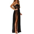 thumbnail image 3 of Women See-through Mesh Lace High Split Sheer Night Club Long Dress, 3 of 5