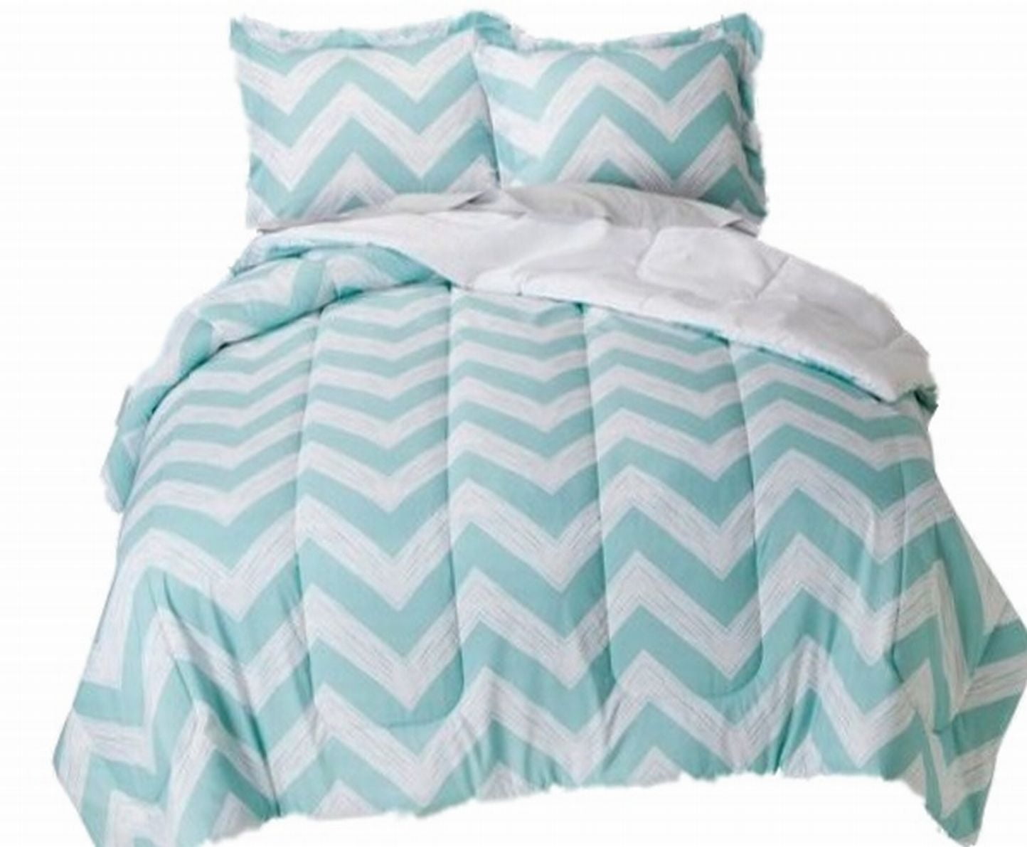 Details about   Teal Blue White Ombre Chevron Zig Zag Brush 3 pc Comforter Set Twin Full Bedding 