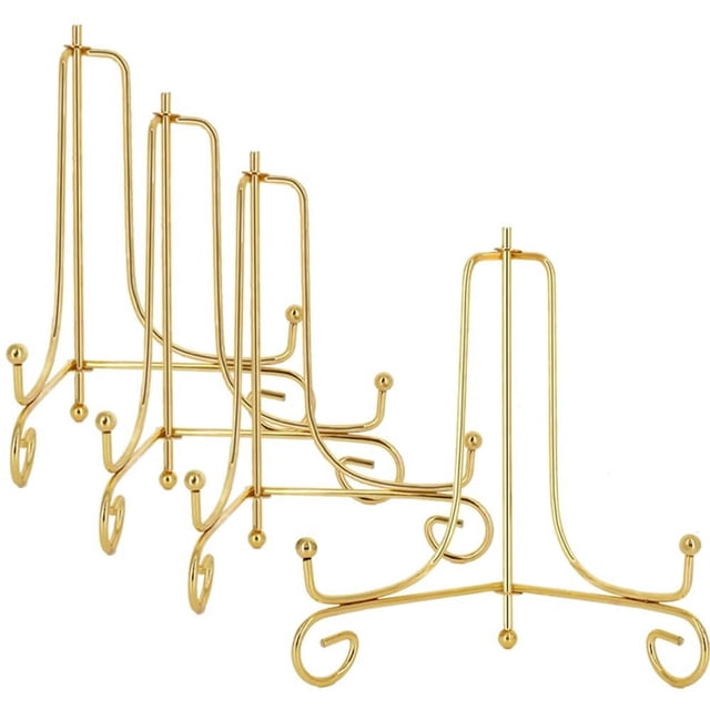 LIONWEI LIONWELI 6 Inch Gold Iron Plate Stand Holder Easel Display Stand for Plate?Picture?Photo and More,4 pcs.