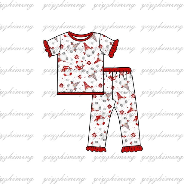 Nuevo diseño para pijamas para niños y niñas, pijamas de verano estilo navideño, pantalones cortos de manga corta, conjunto de ropa para hermanos y hermanas