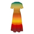 thumbnail image 5 of Penkiiy Women's Summer Casual Short Sleeve Crewneck Dress Casual Flowy Tiered Maxi Beach Dress With Pockets Gradient Print Dress S Multicolor, 5 of 7