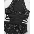 thumbnail image 4 of Lejafay Girls Kids Sparkly Sequins High Mock Neck Cutout Back Tank Leotard for Gymnastics Ballet Black 12, 4 of 7