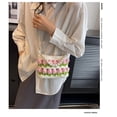thumbnail image 3 of Hand-woven Bag Cloth Line Handmade Material Bag Pearl Hand-held Messenger Bag For Women, 3 of 8