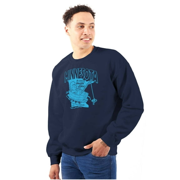 Minnesota MN Lake Life Fishing Smurfs Sweatshirt for Men or Women Brisco Brands S