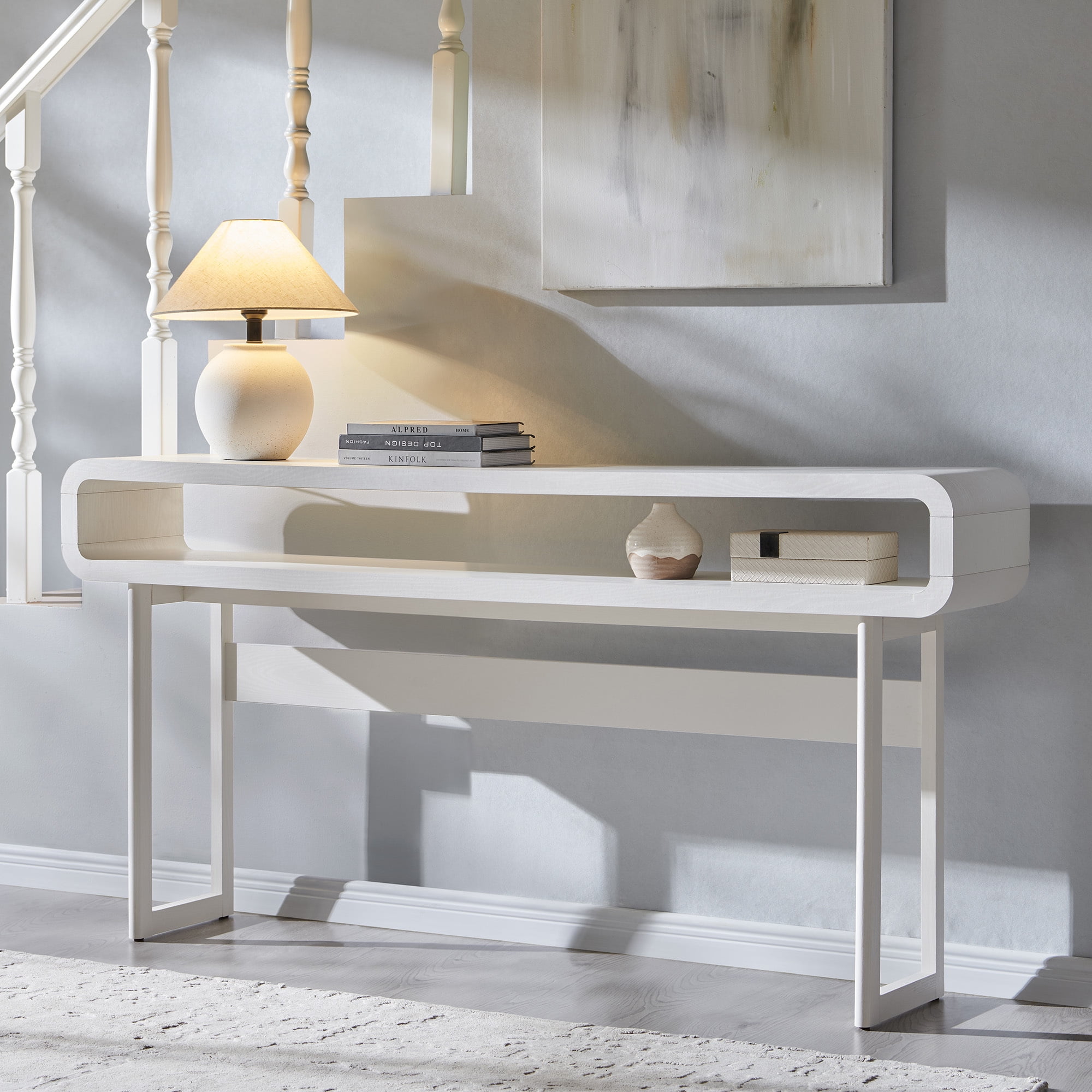 SinCiDo 63" Long Console Table for Entryway w/Open Storage Shelf, Sofa Table Behind Couch, Modern Entryway Table for Living Room, Hallway