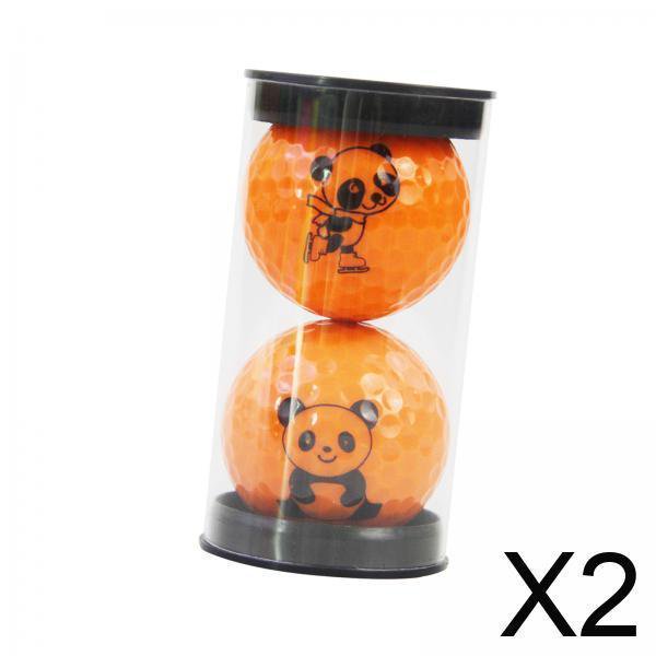 2x2 Pelotas De Golf Prácticas Con Forma De Panda De Dibujos Animados Para Jardín, Interior Y Exterior, Color Naranja
