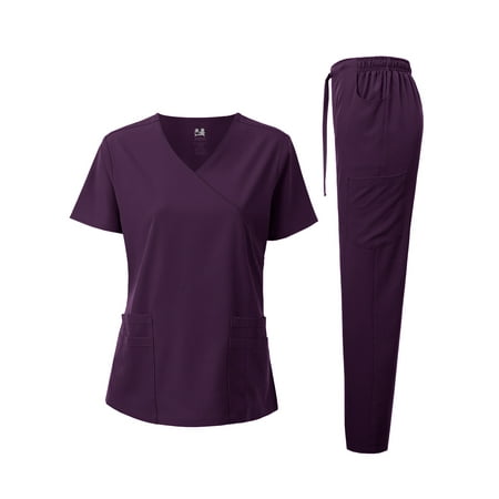 

Dagacci Medical Uniform 4-Way Stretch Y-Neck Wrap Scrub Set