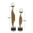 thumbnail image 3 of DecMode 2 Candle Gold Stainless Steel Metal Abstract Vertical Pipe Candle Holder with Black Marble Base, Set of 2, 3 of 12