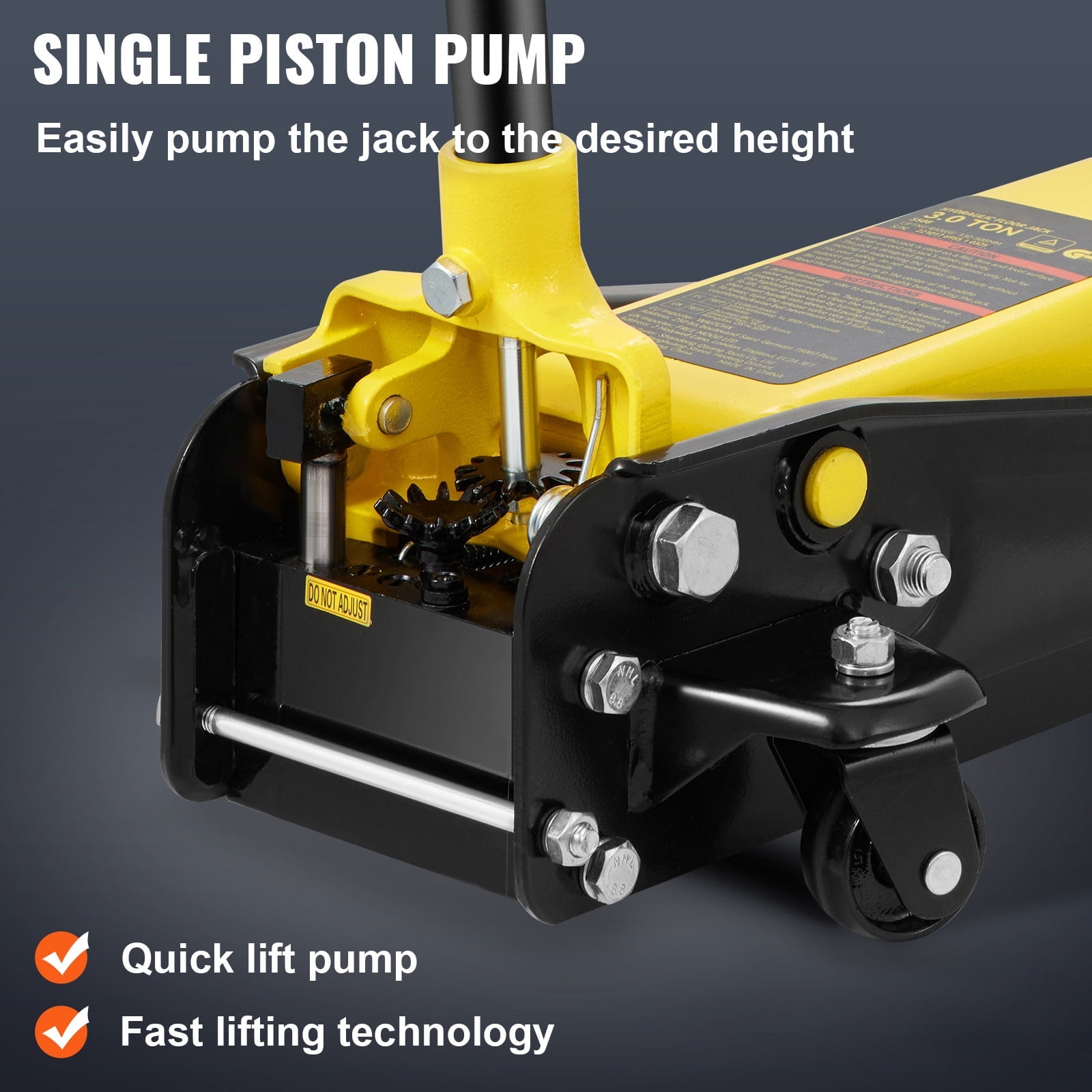 KFFKFF Low Profile Floor Jack, 3 Ton Capacity, Durable Steel Construction Racing Jack, Equipped with Efficient Single Piston Quick Elevating Pump, Adjustable Height from 5.12 inches to 20 inches