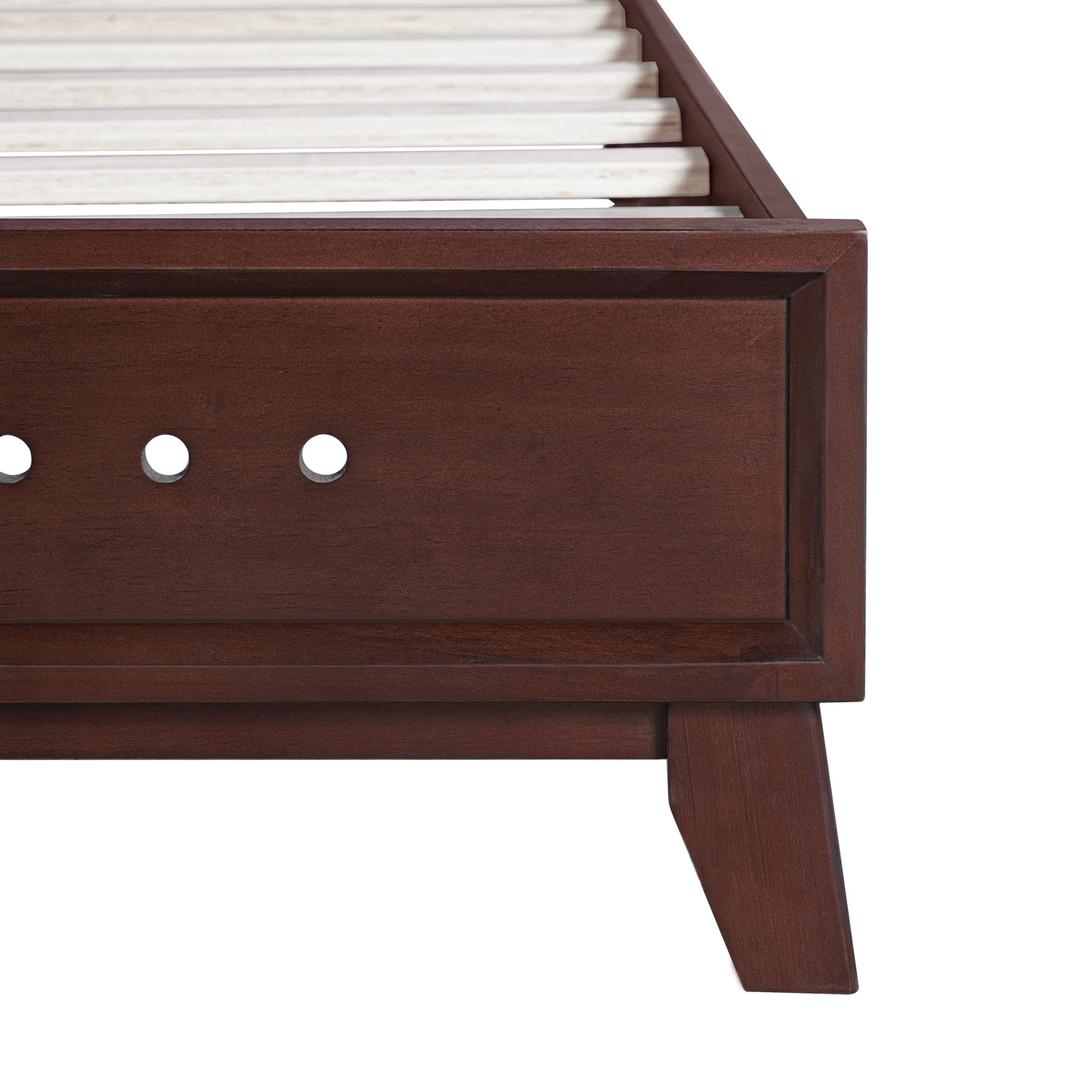 Christopher Knight Home King Size Bed Frame with Headboard, Solid Wood Platform Bed, Dark Walnut