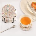 thumbnail image 3 of Yayeee 6 PCS Drink Coasters with Holder Set Woven Absorbent Round Tabletop Hot Pad, Colorful Ice Cream Pattern, 3 of 7