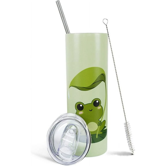 Frog Tumbler, Frog Gifts for Women/Frog Lovers, Frog Cup/Coffee Mug/Water Bottle, Cute Coffee Tumbler/Mugs for Women,Unique Kawaii Frog Stuff/Decor/Accessories/Things, 20 Oz Tumbler with Lid and Straw