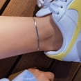 thumbnail image 3 of Kyazeo 18K Gold Plated Flat Snake Chain Link Ankle Bracelets for Women Herringbone Chain Anklets Waterproof Flat Snake Anklets Minimalist Foot Jewelry Gifts, 3 of 8