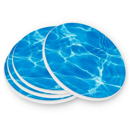 

Round Coasters Modern Style Ceramic Coaster Waterproof and Durable Drink Coaster Coasters set of 4 Customizable Coasters 2pcs Clear Blue Ripple
