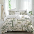 thumbnail image 2 of Palm Tree Duvet Cover Set, Sage Green Tropical Nature Plant Watercolor Soft Duvet Cover Queen Size Bedding Set 4 Pieces, 1 Quiltcover and 2 Pillowcases with Zipper, 1 Bed Sheet for All Seasons, 2 of 9