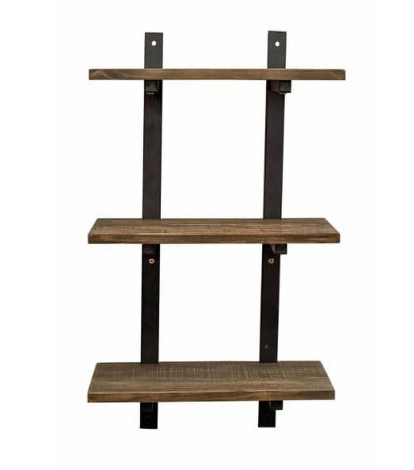 Alaterre Pomona 36"H Metal and Solid Wood Wall Shelf