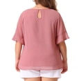 thumbnail image 4 of Agnes Orinda Women's Plus Size Top Swiss Dots Blouse Round Neck Ruffle Sleeve Casual Tee Shirt 2X Dark Pink, 4 of 8
