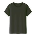 thumbnail image 4 of Womens T Shirts, Yigetop Women's Short Sleeve T Shirts Casual Solid Tops Basic Loose Crew Neck Clothes Pullover Tee T Shirts for Women Grey S, 4 of 7