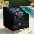 thumbnail image 2 of Renewold Outdoor Chair Covers Waterproof Dining Chair Cover Dust Rain Snow-Proof Patio Furniture Lawn Chair Protector Fits up to 38W x 38D x 36H Inch, Butterfly Rose Musical Notes, 2 of 7