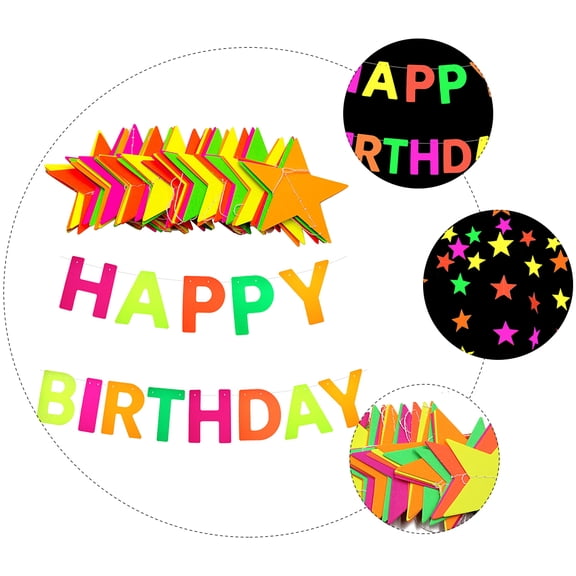 ELAYARD Assorted Color Paper Bunting Garland 10ft for Birthday Party Decoration with Glow Sticks Supplies