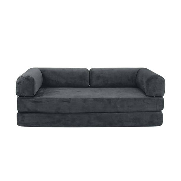 Sofá Cama De Espuma Sellada Al Vacío 2 Plazas Japandi Tenka Dark Grey