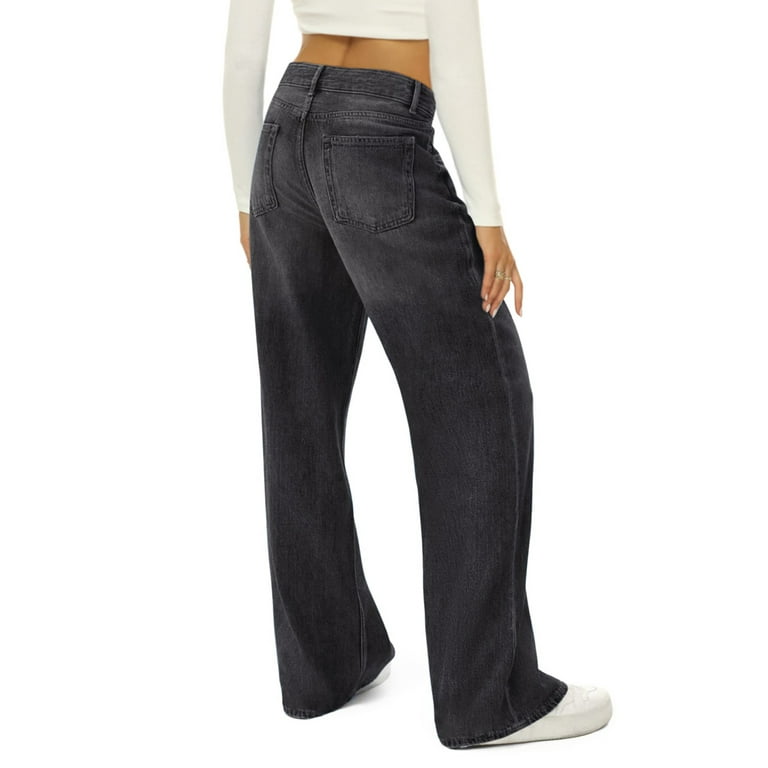 Sunisery Women High Waisted Straight Wide Leg Baggy Jeans Sunisery Women High Waisted Straight Wide Leg Baggy Jeans