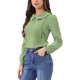 thumbnail image 4 of INSPIRAR CHIC Blusa de Manga Larga con Cuello Peter Pan y Botones Decorativos en la Espalda XS Verde Polvoriento, 4 of 6