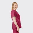 thumbnail image 3 of SPECTRUM UNIFORMS Scrub Tops Medical Unisex V-Neck Yoga Soft Fabric Medical Professionals Hospital and Lab Workwear Nurse Top Wine, 3 of 5