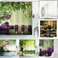 thumbnail image 2 of Zen Spa Shower Curtain Sts tic Candles and Orchids Cloth Fabric Bathroom r Set with Pale Green Fern Green, 2 of 7