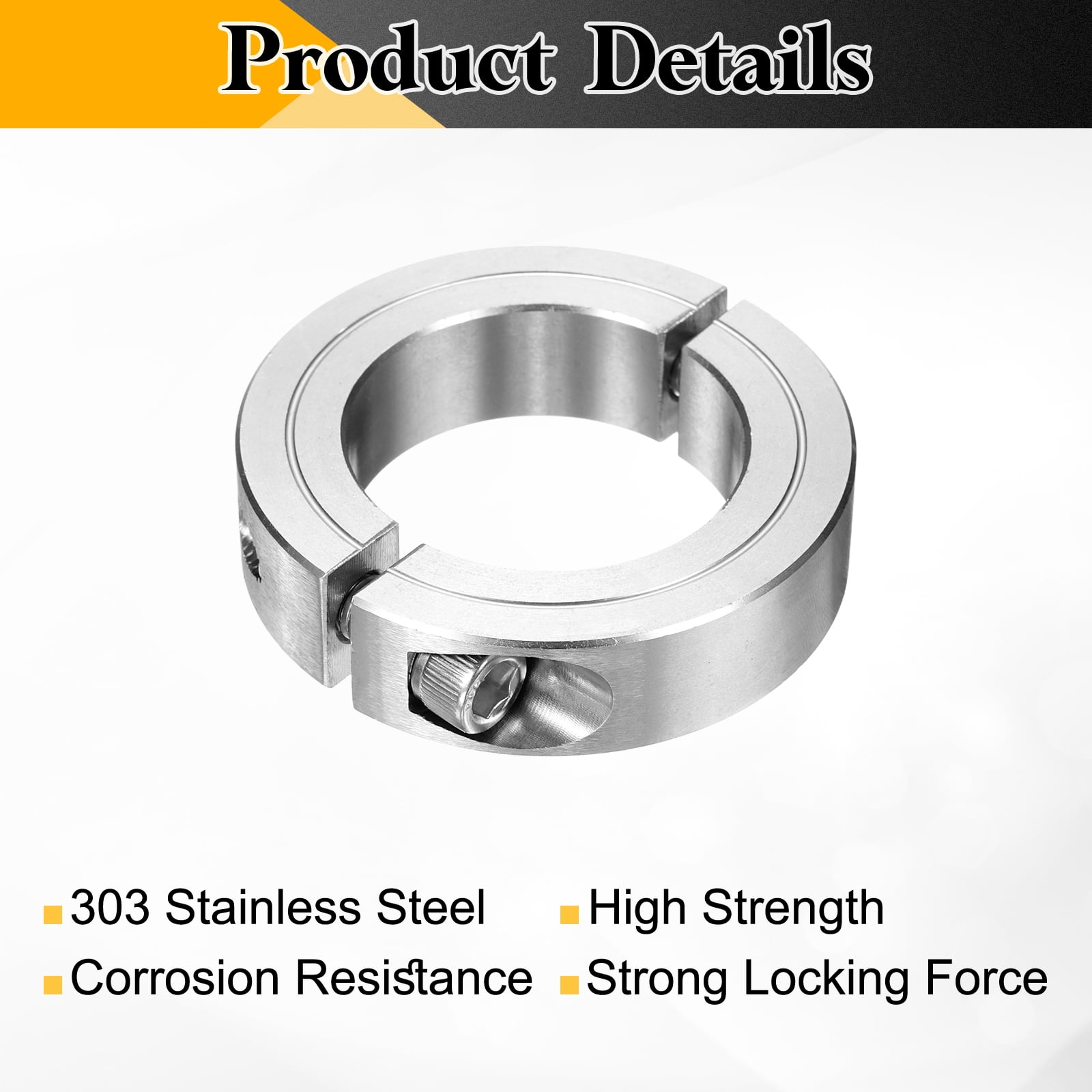 Uxcell Double Split Shaft Collar 1-3/4" Bore, Two Piece Clamping Collar 2-3/4" OD 11/16" Thickness, 303 Stainless Steel Set Screw Split Collar
