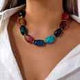 thumbnail image 2 of PISONIC Women Multicolor Irregular Beaded Choker Necklace, Vintage Mixed Color Statement Collar Necklace, 2 of 6