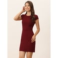 thumbnail image 3 of Vestido Recto De Trabajo De Oficina Con Mangas Casquillo Para Mujer Vino Rojo S, 3 of 6