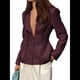 thumbnail image 1 of Blazer de Larga con Botones, Color Liso, Informal, con Escote en V Profundo para Mujer, para y Otoño. Vino Tinto L, 1 of 7