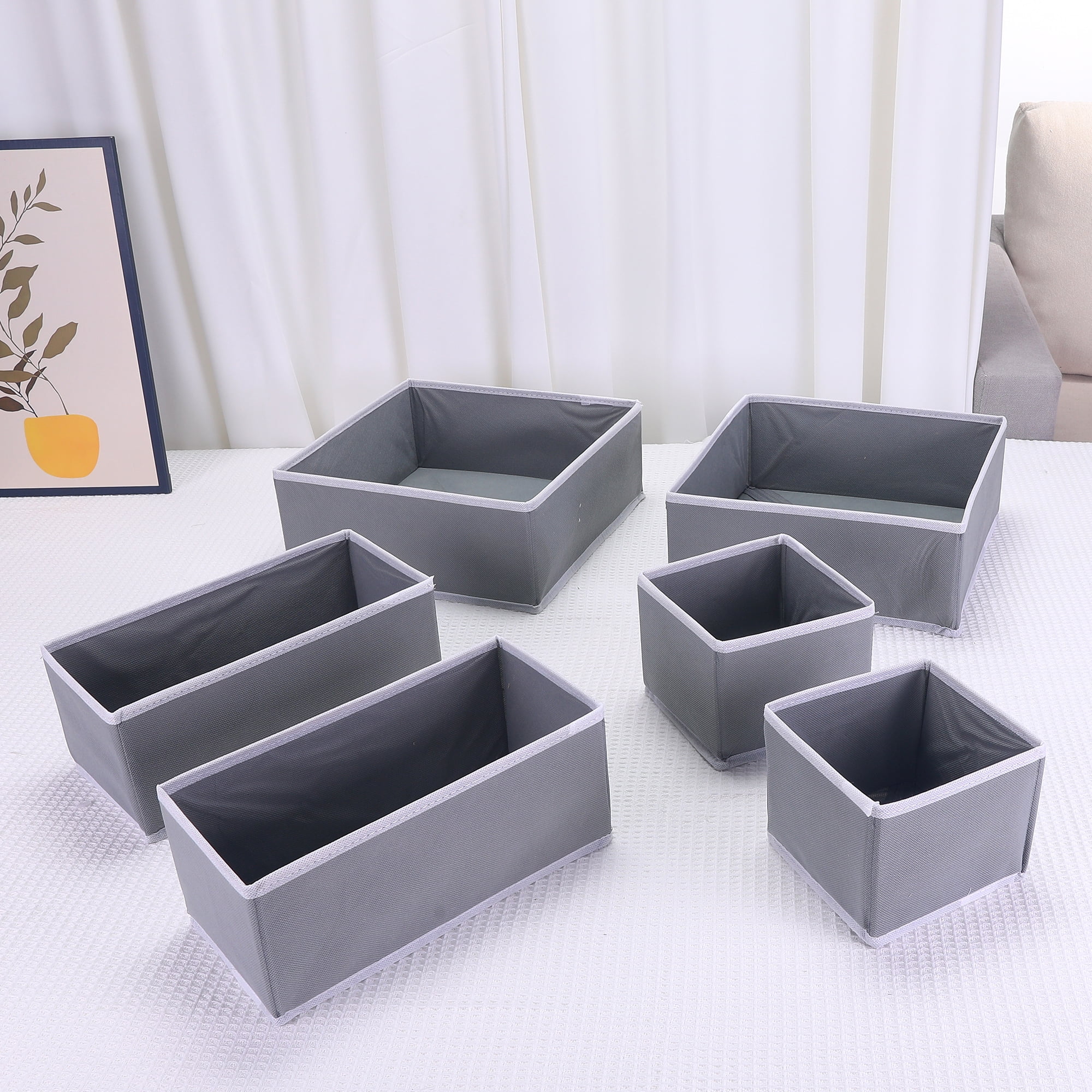Unique Bargains Fabric Storage Cube Storage Bin Storage Basket Grey