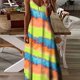 thumbnail image 3 of Vestido de verano para mujer, sencillo, con estampado geométrico, tirantes, informal, estilo playero, estilo balneario, holgado y cómodo, largo., 3 of 5