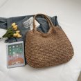 thumbnail image 4 of husxh Women Vintage Shoulder Bag Large Capacity Retro Straw Handbag Hasp Closure Simple Weaving Handbag Ladies Summer Daily Bag, 4 of 9