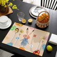 thumbnail image 3 of Spring Easter Placemats Set of 6, Bunny Colorful Eggs Floral Beige Placemats for Dining Table, Place Mats for Kitchen Tabletop, Waterproof Wipeable Dining Table Mats Set, 3 of 9