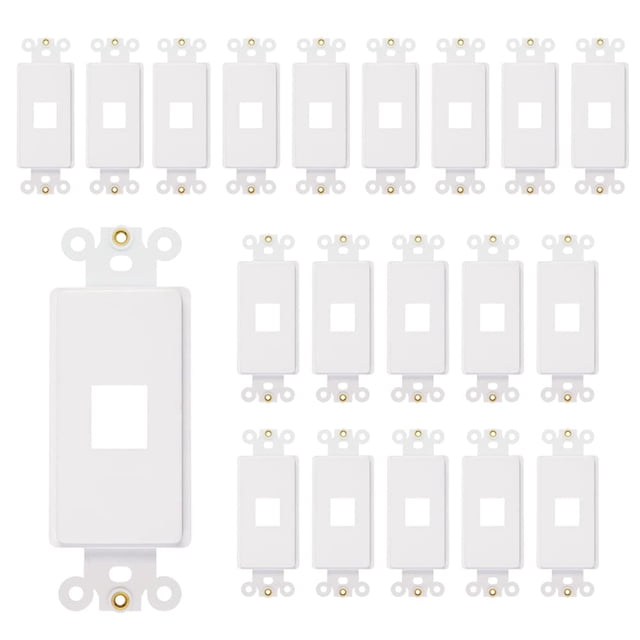 Adaptador de placa de pared decorativa de 1 puerto, blanco, paquete de 20