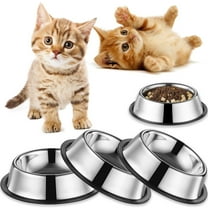 TETOU 3Pcs 7oz Stainless Steel Non-Skid Pet Bowl, 6.1" Whisker Fatigue Relief Small Cat Wet Food Bowl, Pet Feeding Bowl for Kitten Puppy Small Dog(with non-slip base)