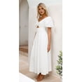 thumbnail image 4 of Women'S Summer Boho Maxi Dress V-Neck Cute Bubble Short Sleeve A-Line Long Dress with Pocket White XL, 4 of 10